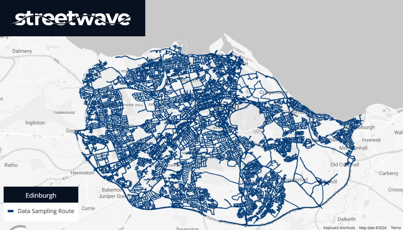 Data Sample Route - Edinburgh Mobile Network Coverage Report